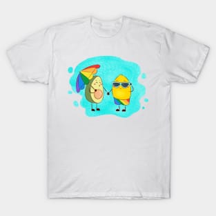 Avocado and lemon lgtbiq couple on the beach T-Shirt